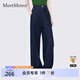 MeetMetro瑪依爾時尚牛仔褲女2025春季新款高腰直筒百搭休閑闊腿褲 牛仔藍【現(xiàn)貨閃電發(fā)】 L