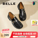 百麗（Belle）時尚飾扣樂福鞋女平跟通勤單鞋B7X1DAA5 黑色 38 (240mm)
