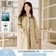 香影英倫學(xué)院風(fēng)卡其色風(fēng)衣女2025春季新款撞色翻領(lǐng)中長款休閑外套 卡其色 XS