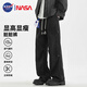 NASA GISS官方潮牌休閑褲男美式高街直筒臟臟褲寬松闊腿褲子男 黑色 XL