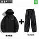JEEP SPIRIT戶(hù)外黑武士沖鋒衣三合一2025春秋新款加厚防風(fēng)防水登山服套裝 黑色（單沖鋒衣+單沖鋒褲） 套裝 S 建議80-100斤
