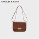 CHARLES&KEITH金屬扣翻蓋復(fù)古豆腐包單肩包女包生日禮物CK2-80782444新款