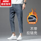 Lee dprre160cm八分小腳牛仔褲男款直筒修身矮小個(gè)子男九分加絨加厚秋冬季 單條-藍灰色-八分-絨厚 褲長(cháng)85cm 29 110斤左右穿