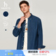 哈吉斯（HAZZYS）男裝 春秋款丹寧風(fēng)休閑襯衣簡約百搭牛仔襯衫男ASCZK1BDF38 深藍(lán)色DL 2XL (185/104A 52)