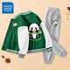真維斯男童套裝春秋款兒童2025新款棒球服男大童休閑外套秋裝褲子兩件套 【2件套】墨綠灰/爬爬熊貓K 130