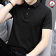 逐夢(mèng)顏短袖男士翻領(lǐng)polo衫保羅針織半袖商務(wù)休閑冰絲印花簡(jiǎn)約青年上衣服 黑色 2XL