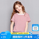 笛莎童裝女童短袖2025夏季中大童休閑條紋圓領(lǐng)T恤上衣 紅條紋 160
