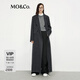 MO&Co.大衣100%綿羊毛毛呢分量感墊肩H型外套 深花灰色 M 165