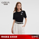 歌莉婭（GOELIA）【蝴蝶繡花】歌莉婭T恤女2025新款夏季好看穿搭短袖上衣1E7R0B030 00B黑色 M