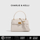 CHARLIE & KELLI品牌 CK輕奢包包女包金屬扣凱莉包婚包手提單肩包情人節生日禮物 白色【代寫(xiě)賀卡 禮袋包裝】