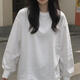 GOCHIEI秋天上衣女長(cháng)袖寬松百搭簡(jiǎn)約基礎款ins風(fēng)寬松百搭中長(cháng)款衛衣男女 白色丨丨[加絨] M 86-105斤