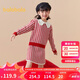 巴拉巴拉女童拜年服兒童紅色童裝千鳥格春季兩件套208124104005