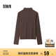 森馬（Semir）長袖T恤女半高領(lǐng)吸濕發(fā)熱抗菌2024冬緊身抓絨打底衫109724101001