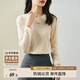 尚都比拉圓領(lǐng)長(zhǎng)袖打底衫女洋氣春秋內(nèi)搭高級(jí)感T恤上衣小個(gè)子 椰子奶油 M 