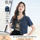 香影短袖牛仔外套女2025春夏新款復(fù)古休閑正肩韓版小個(gè)子圓領(lǐng)上衣 牛仔藍(lán) S