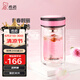 希諾（HEENOOR）雙層玻璃杯女士清新可愛時(shí)尚泡花茶杯帶濾網(wǎng)水杯加厚隔熱防燙杯子 粉色-矮萌款【高硼硅玻璃】 220ml 禮盒裝