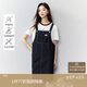 茵曼復(fù)古學(xué)院牛仔背帶裙女2025夏季新款時(shí)尚直筒連衣裙 深牛仔藍(lán)  M