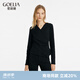 歌莉婭（GOELIA）女裝春裝打底衫氣質(zhì)通勤優(yōu)雅修身V領(lǐng)設(shè)計(jì)感針織衫上衣1C2R0E060 00B黑色 S (160)