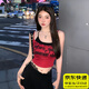 眺德高吊帶背心女帶胸墊一體純欲內(nèi)搭打底美背辣妹無袖海邊上衣女可外穿 紅色【90-115斤左右】