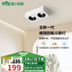 雷士（NVC）LED明裝射燈無主燈方形斗膽燈全光譜護(hù)眼格柵燈過廊吸頂聚光 20瓦白+黑-暖白光-雙頭格柵射燈