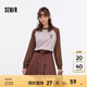 森馬（Semir）長袖T恤女中長款寬松字母圓領(lǐng)衣服秋潮流復(fù)古撞色插肩袖上衣 紅咖色調(diào)00365 L