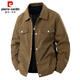 皮爾卡丹（pierre cardin）夾克男春秋冬季潮牌寬松工裝外套男翻領(lǐng)休閑高級感衣服 咖啡 2XL