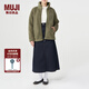無印良品 MUJI 男女通用 羊羔絨 拉鏈夾克 毛絨加絨厚外套 秋冬季 卡其綠 XXS-XS