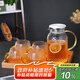 SUSHI CERAMICS加厚耐熱玻璃杯套裝果汁杯家用2L涼水壺牛奶杯1壺4杯含竹制托盤(pán)