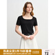 獨束大碼女裝簡約“瘦瘦T”V領(lǐng)修身上衣2025夏季新款簡約百搭T恤 暮色黑（U領(lǐng)） 2XL （尺碼：4）