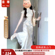 蕓蕁裙子女夏季2025新款新中式國風(fēng)印花假兩件連衣裙旗袍改良年輕款少 新中式連衣裙 S