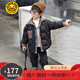 G.DUCKKIDS童裝兒童輕薄羽絨服男童外套冬季2024新款中小童格子拼接男孩衣服 黑色 140碼建議9~10歲【130-140cm】cm
