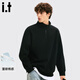 fingercroxxit男士衛衣美式潮流寬松上衣秋季新款半拉鏈休閑外套 黑色 L