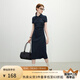 范思藍(lán)恩天才少女學(xué)院風(fēng)polo連衣裙女2025夏新款長(zhǎng)款收腰裙子2179 藏青色 L
