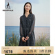 beanpole【度假連衣裙】濱波春夏新款女士波點長袖V領(lǐng)中長連衣裙長裙 藏青色 S 160/84A