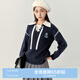 樂(lè)町撞邊休閑POLO領(lǐng)針織衫冬V領(lǐng)綁帶設(shè)計(jì)美式學(xué)院風(fēng)寬松套頭毛衣 藏青(現(xiàn)貨) XS