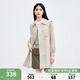 秋水伊人卡其風(fēng)衣春季新款女裝A型海軍領(lǐng)雙排扣系帶通勤氣質(zhì)風(fēng)衣外套 卡其 M