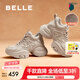 百麗（Belle）增高厚底高幫老爹鞋女商場款百搭板鞋B9K1DDM4 杏色-薄絨 39 (245mm)