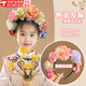 京霽兒童花朵發(fā)箍絹花發(fā)飾簪花頭飾花環(huán)民族風(fēng)頭飾仙女漢服拍照道具 簪花發(fā)箍1支【粉紫花朵】