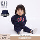蓋璞嬰兒初秋款彩logo小熊耳朵連帽連體衣兒童裝爬服644733