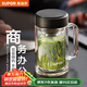 蘇泊爾（SUPOR）雙層玻璃杯茶杯耐熱防燙帶手柄水杯商務(wù)辦公男士過濾帶蓋杯子 烏木黑-450mL