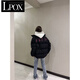 LPOX羽絨棉服女款2025年最新款秋冬加厚復古港風(fēng)嘻哈炸街潮牌棉衣女 黑色棉服外套 M 碼[推薦90-105斤]