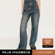 moussy&sly新品美式辣妹風(fēng)解構(gòu)雙腰頭低腰牛仔褲030HSZ11-1211 藍(lán)色110 M 00002/M
