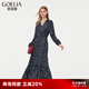 歌莉婭   玫瑰印花長(cháng)款外套式連衣裙  1E2R4K260 8BD黑底米白小玫瑰印花 S