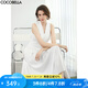 COCOBELLA法式優(yōu)雅連衣裙高智感通勤白色大擺無袖長裙FR0076 南法純白 M