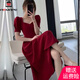 AEMAPE法式黑色連衣裙女后背蝴蝶結(jié)顯瘦赫本風(fēng)裙子2025夏季新款女裝 紅色 L 90-110