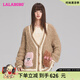 LALABOBO李俊濠同款卡通V領(lǐng)開襟毛織外套女裝寬松慵懶風(fēng)針織衫潮RBDC-TM30 咖色 厚款 S