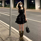 蠻丂法式黑色吊帶連衣裙子女夏2025新款掐腰顯瘦氣質(zhì)絕美公主蓬蓬裙 黑色蓬蓬裙M