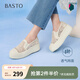百思圖2025夏季新款復(fù)古網(wǎng)紗漁夫鞋厚底一腳蹬女單鞋B7809BA5 米色 38