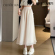 OLDER SEA新中式雪紡闊腿褲女秋季新款2025新款寬松九分休閑褲飄飄仙女裙褲 杏色 S 75-90