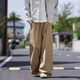 RFKU休閑褲男2025春秋季新款直筒闊腿長褲美式潮牌寬松工裝褲子男款 卡其色 L (建議125-155斤）